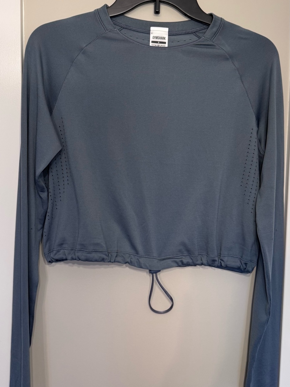 Gymshark Slate Blue Long Sleeve Cropped Workout Top New without tags